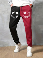 Contrast Colors Drawstring Sweatpants Loose Fit Pants Men's Casual Joggers