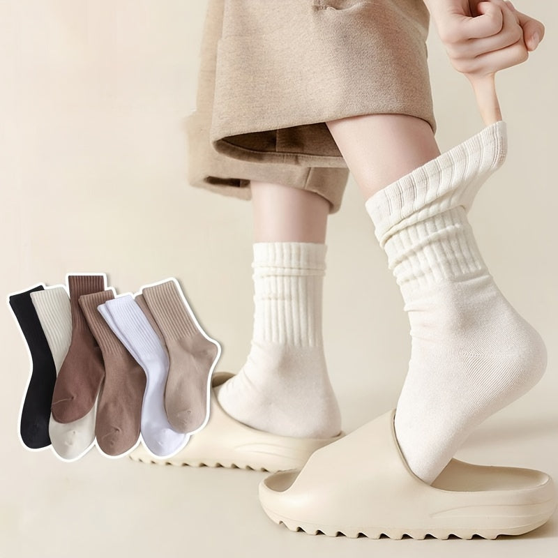 Solid Socks Comfy & Soft Mid Tube Socks Women's Stockings & Hosiery