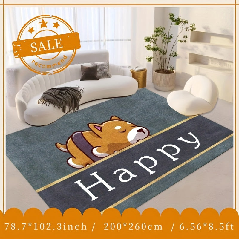 Dog Pattern Shaggy Area Rug Waterproof Throw Rugs
