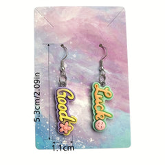 Letter HAPPY SWEET Resin Earrings Cartoon Drop Dangling Stud Earrings