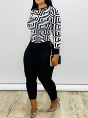 Geometric Print Shirt & Panties Set Casual Outfits