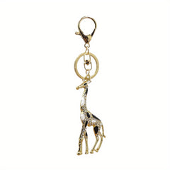 Enamel Giraffe Keychain Pendant Rhinestone Memorial Gift