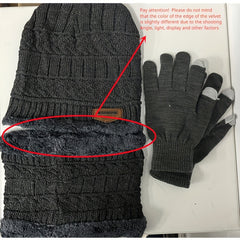 Winter Windproof Knitted Beanie Scarf Gloves Set