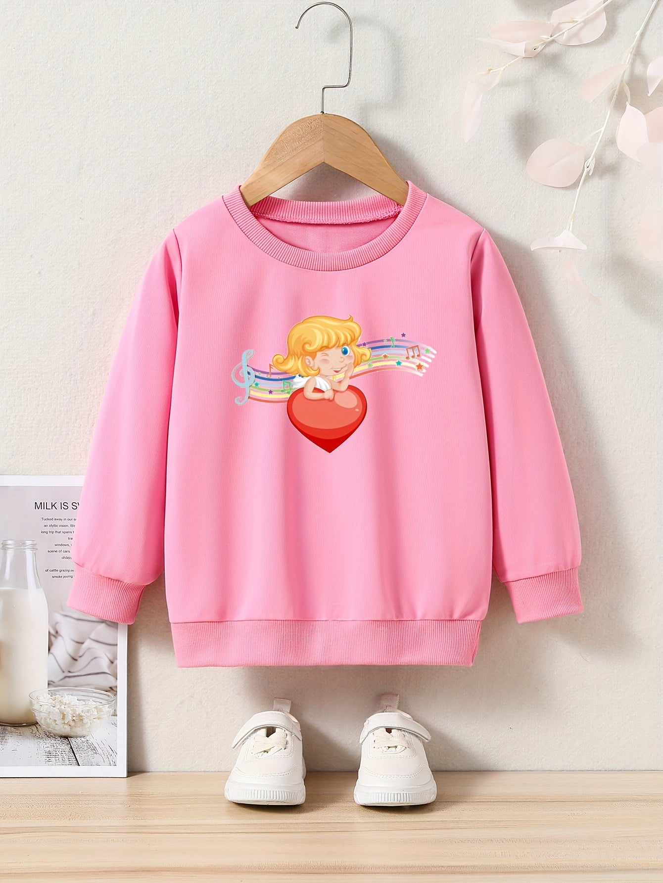 OERYUI Cupid & Heart Graphic Sweatshirt Kids Halloween Christmas