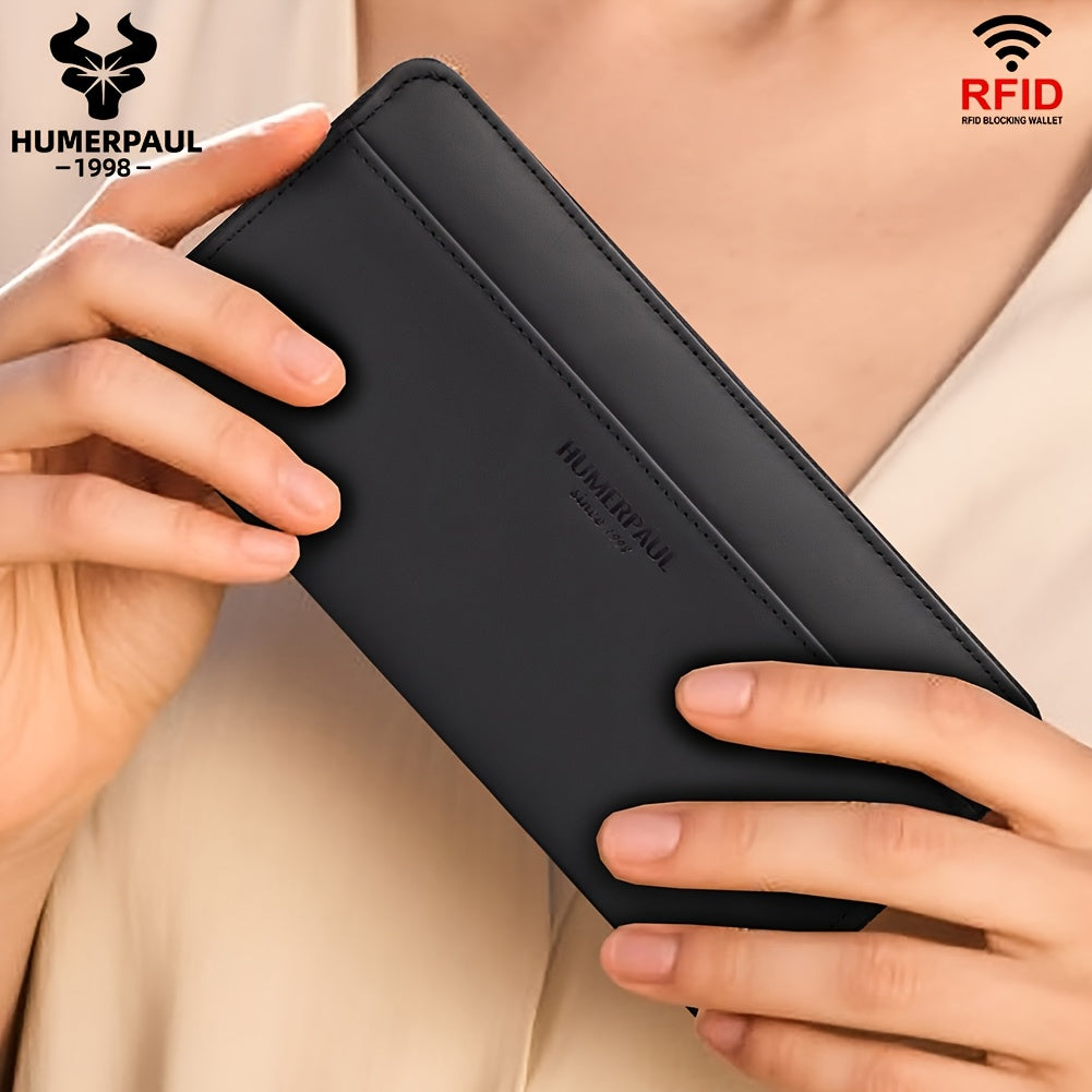 HUMERPAUL Women's Leather Wallet Long Travel Money Bag with Multiple Compartment