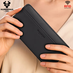 HUMERPAUL Women's Leather Wallet Long Travel Money Bag with Multiple Compartment
