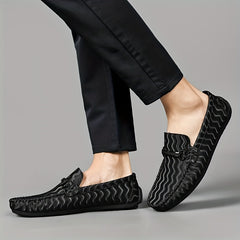Men's Casual Wave Striped Loafer Shoes Anti Skid Walking Shoes