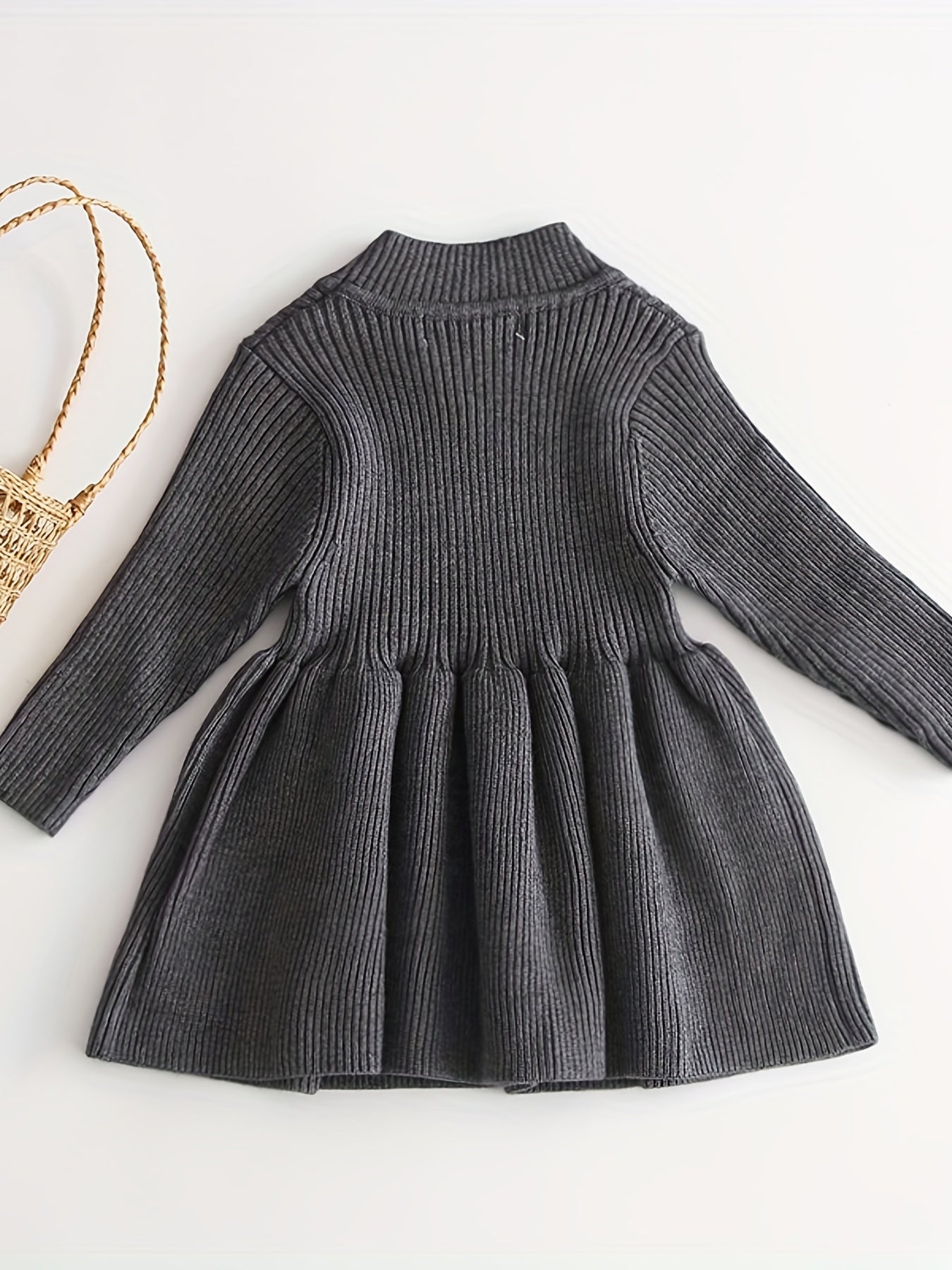 Baby Girls Pleated Knitted Sweater Dress Autumn Winter