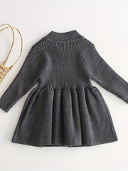 Baby Girls Pleated Knitted Sweater Dress Autumn Winter