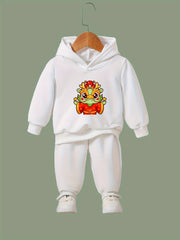 Dragon Print 2pcs Girls Outfits For Sports Spring Fall Outdoor