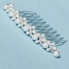 Pearl Hair Comb Silver Hairpin Tiara Wedding Birthday Cosplay