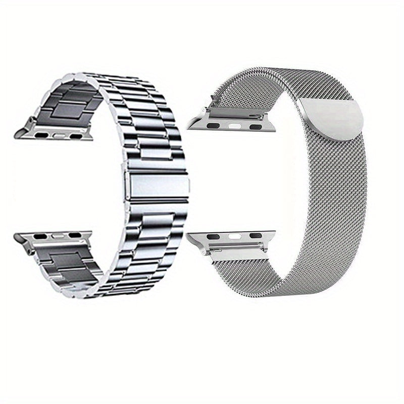2pcs Stainless Steel Strap For IWatch Series Nylon Braided Strap