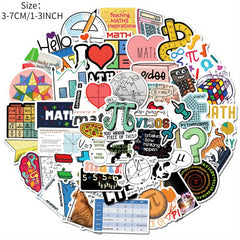 50pcs Math Series Waterproof Vinyl Stickers for Water Bottles Laptops Phones