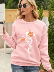 Skull Print Pullover Sweatshirt for Women
