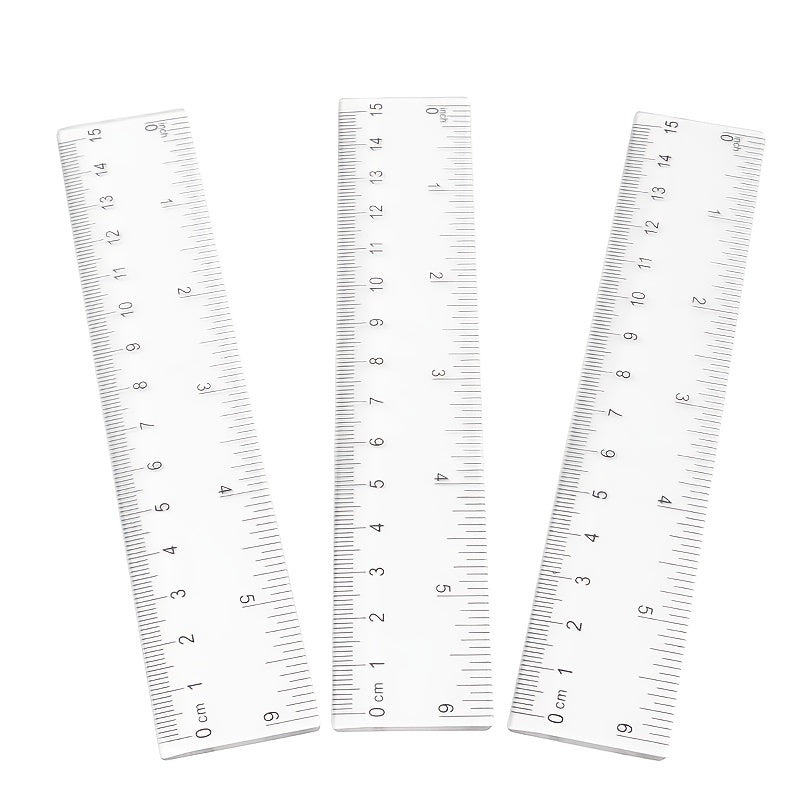 10pcs Clear Plastic Rulers Inches Metric Student Rulers w/ Slanted Edge