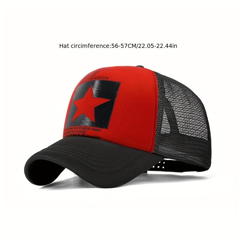 Unisex Mesh Trucker Hat Hip Hop Pentagram Print Baseball Cap