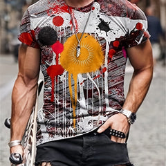 Men's Splatter Graphic T-shirt 3D Print Stretchy Short Sleeves