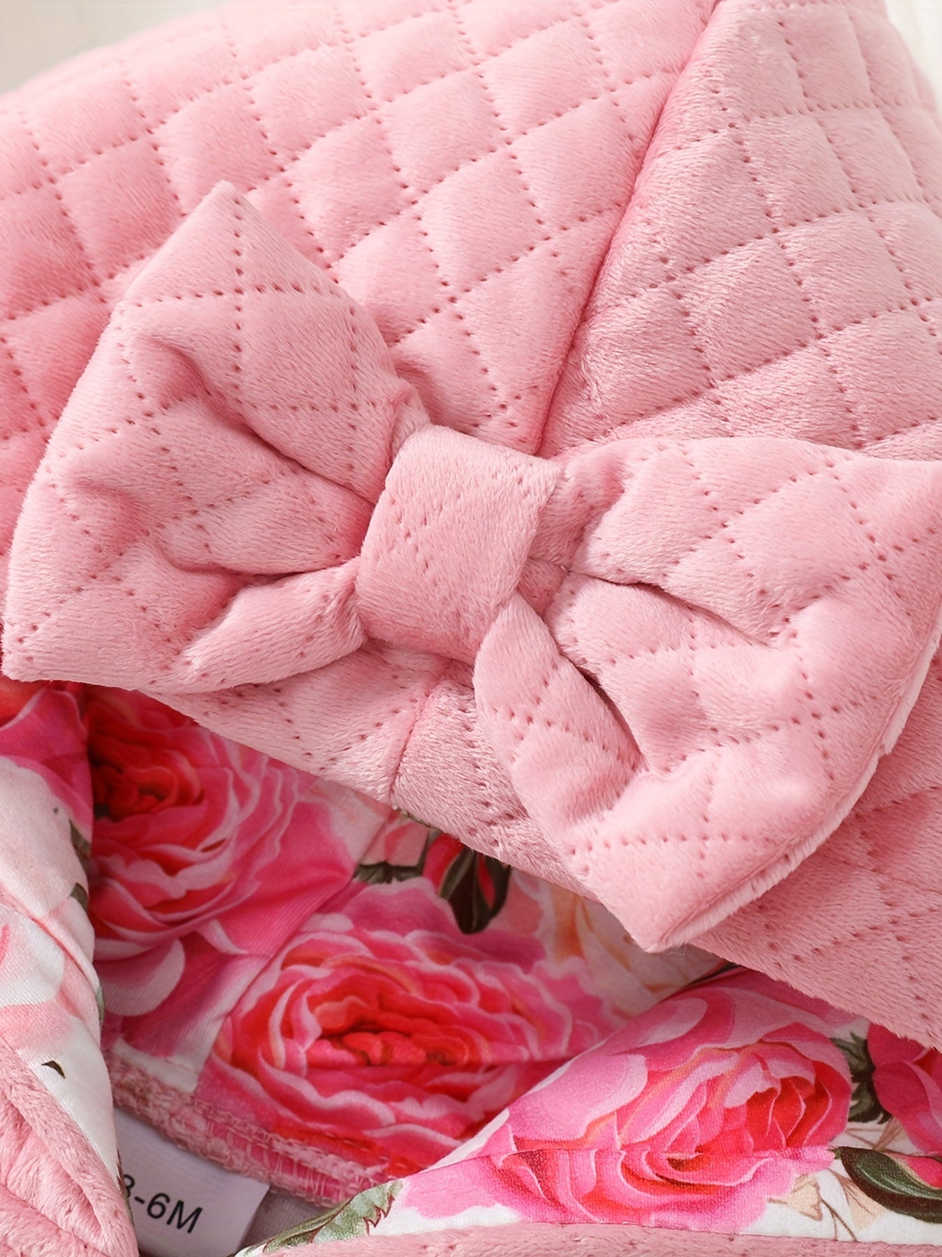 Cute Baby Girl Pink Quilted Bow Hooded Coat