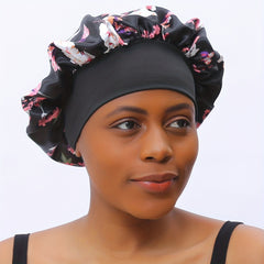 Boho Print Satin Bonnet Headband Hair Care Cap