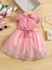 Baby Girl's Puffy Mesh Dress With Flower Princess Dress