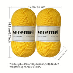 2pcs 100g 280 Yards Soft 4 ply Acrylic Yarn Skeins for Crocheting & Knitting