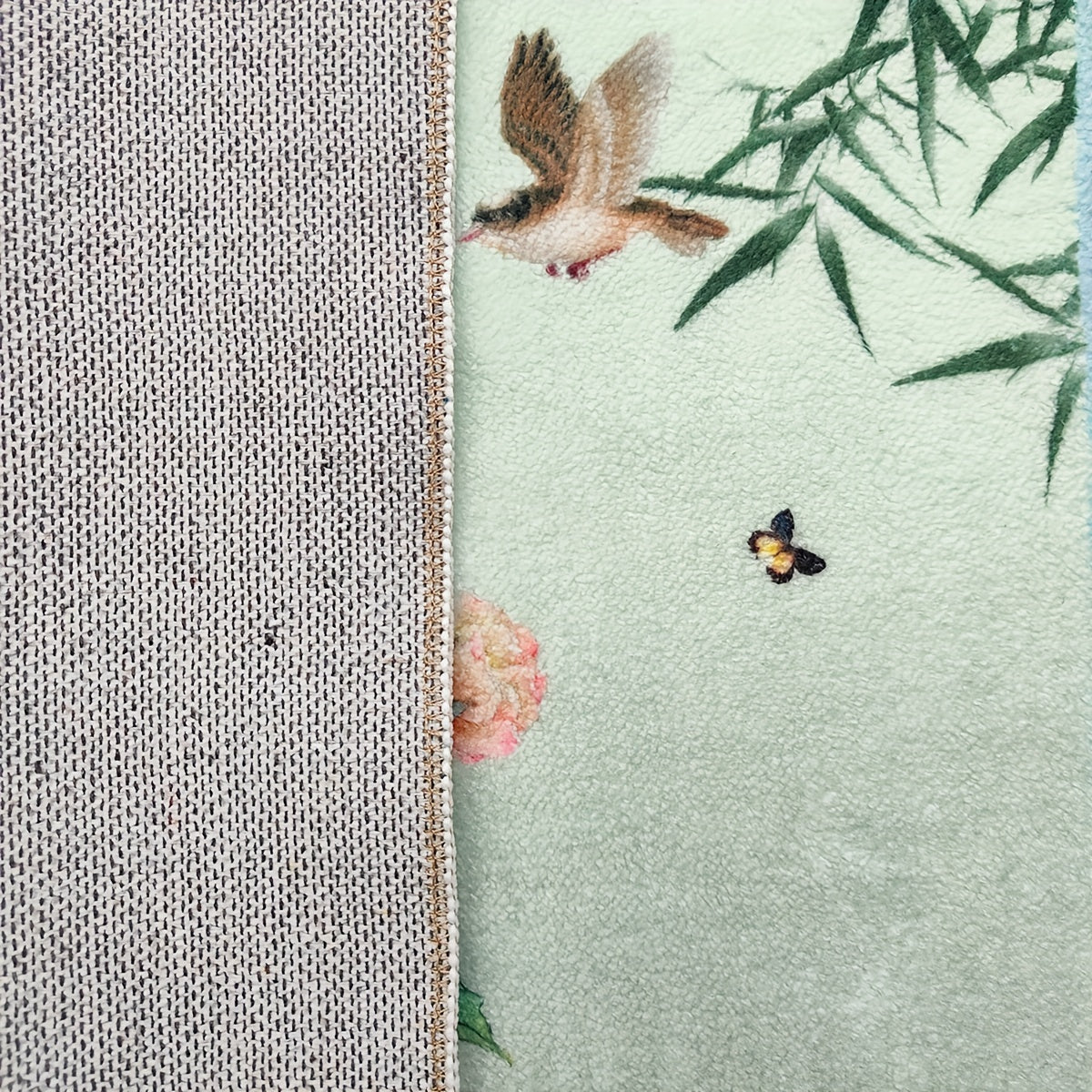 Chinese Flower Bird Print Living Room Rug Coffee Table Carpet