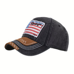 American Flag Patch Baseball Cap Vintage Embroidery Washed Distressed Unisex Dad
