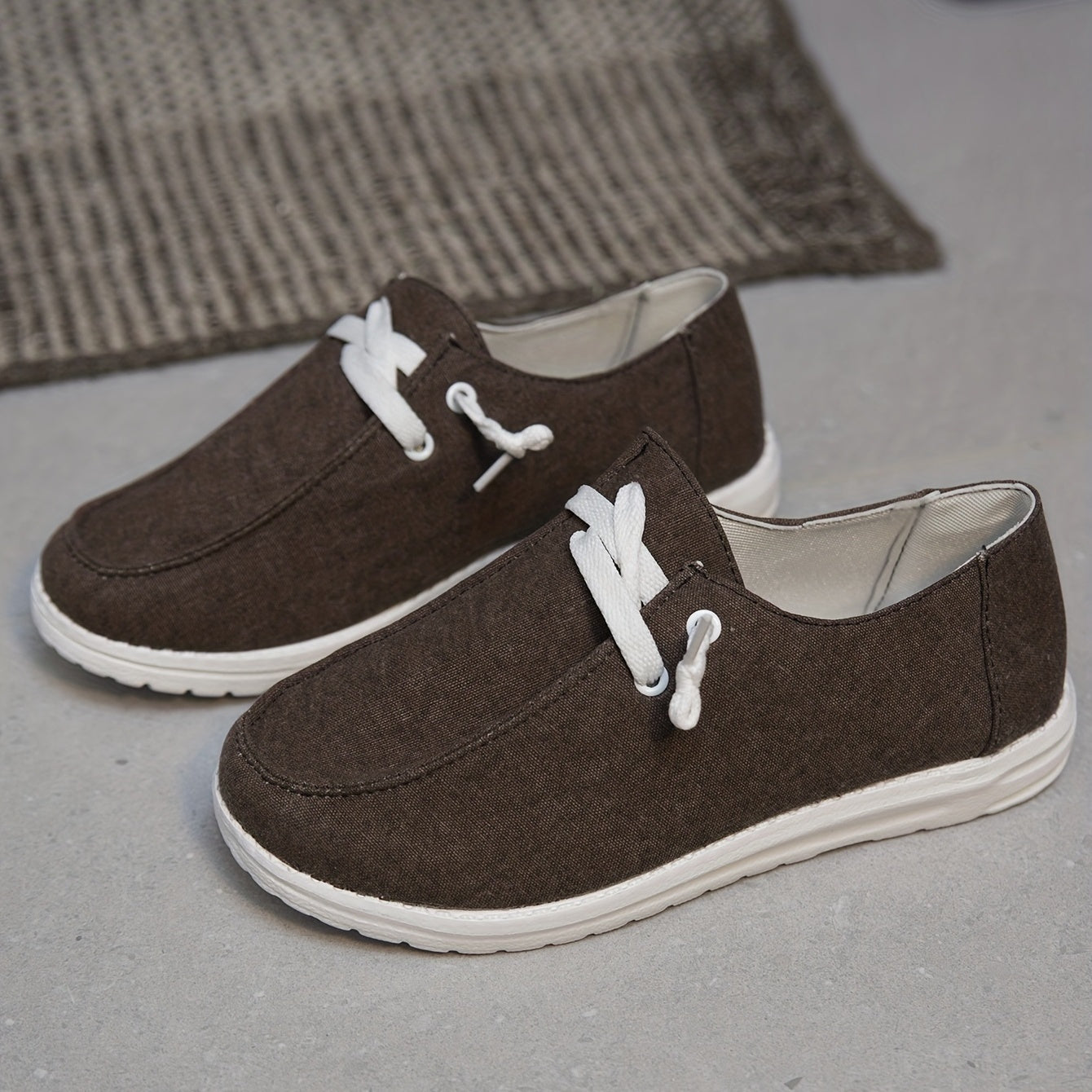 Women's Brown Canvas Shoes Casual Lace Up Outdoor Shoes