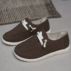 Women's Brown Canvas Shoes Casual Lace Up Outdoor Shoes