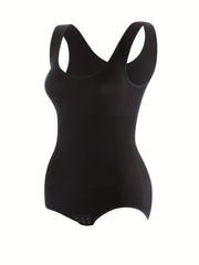 Solid Shaping Bodysuit Crew Neck Tummy Control Slimming Body Shaper