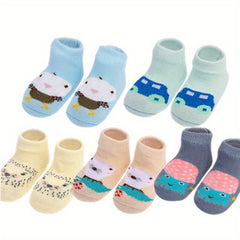 5 Pairs Cartoon Floor Socks for Boys Newborns & Toddlers