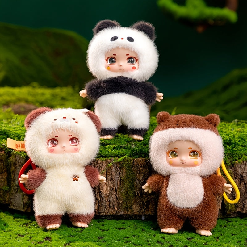 Plush Toy Panda Dog Vinyl Doll Collectible Keychain Bag Charm