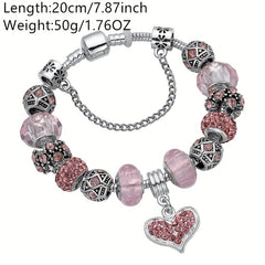 Pink Heart Pendant Bangle DIY Gift for Someone Special