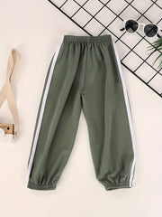 Boys Contrast Tape Sweatpants Thin Jogger Pants
