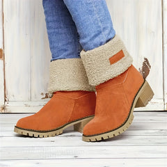Fluffy Fur Lined Snow Boots Non slip Medium Tube Women's Boots
