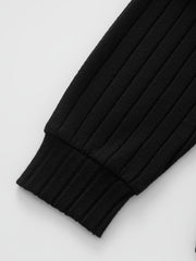Solid Long Sleeve Open Front Ribbed Knit Cardigan