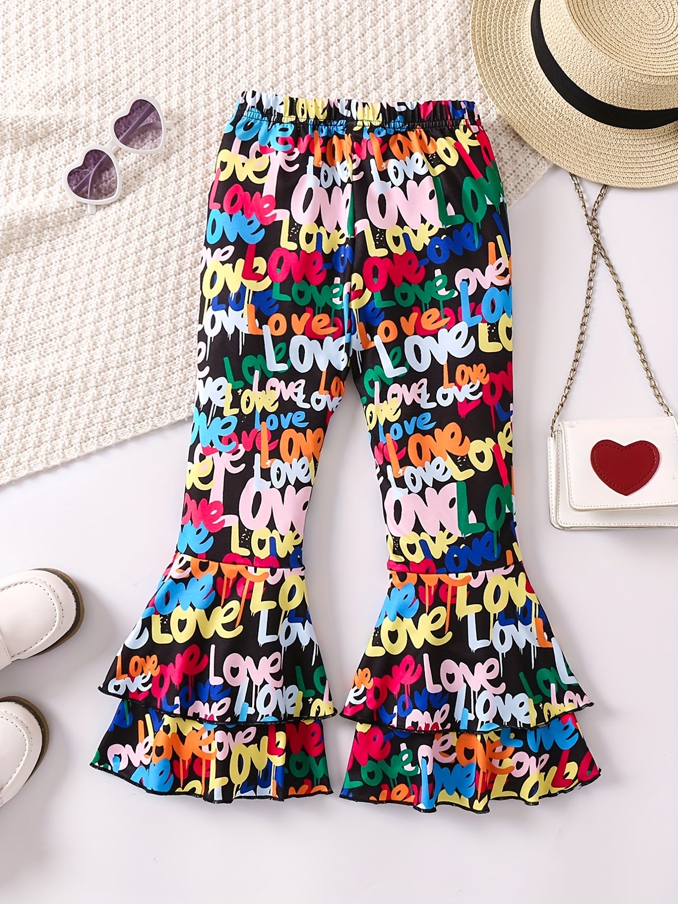 Girls Colorful Leggings Flared Pants Trousers