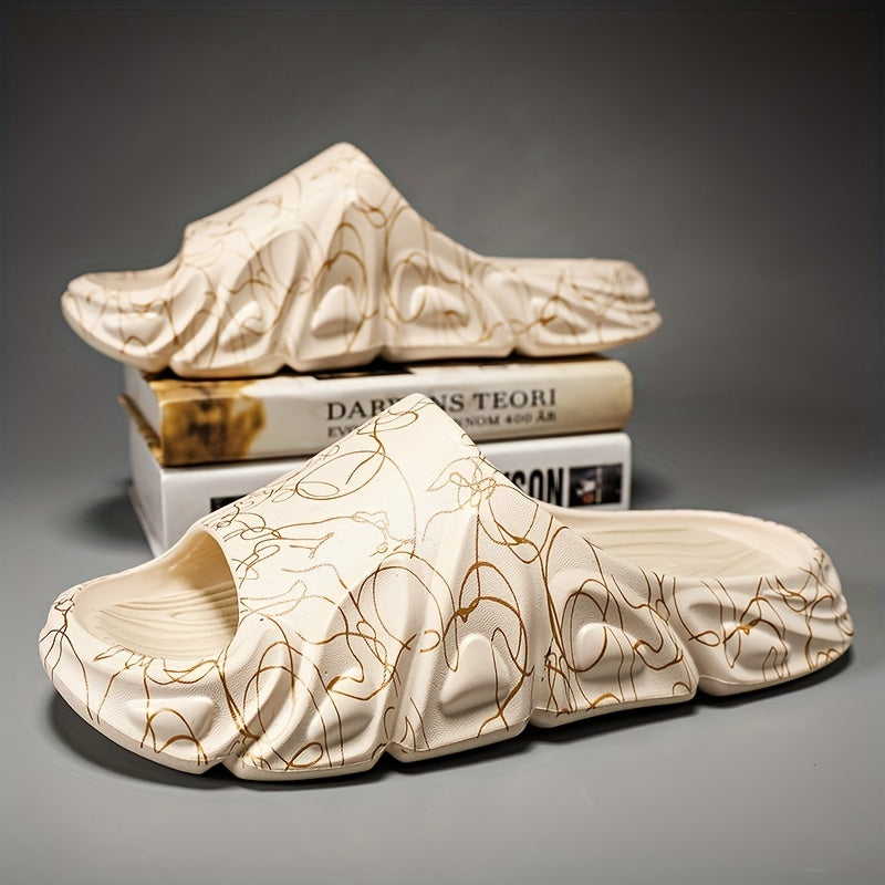 Men's Non Slip Platform Slides Comfortable Pillowy Slides