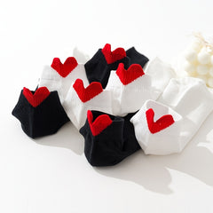 4 Pairs Heart Print Short Socks Lightweight Low Cut Ankle Stockings