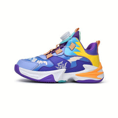 Boys' Basketball Shoes with Rotating Buckle Non-Slip Sneakers