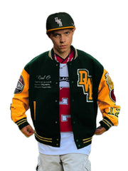 Vintage Embroidery Letter Varsity Jacket Men's Casual Block Button Up Jacket