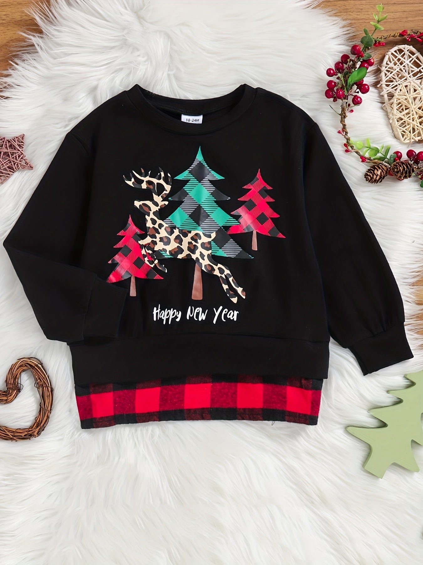 Baby Girls Christmas Print Long Sleeve Top for Spring and Autumn