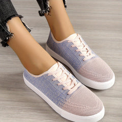 Women's Mesh Panel Slip On Sneakers Low Top Flat Shoes
