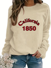 Letter Print Crew Neck Sweatshirt for Women