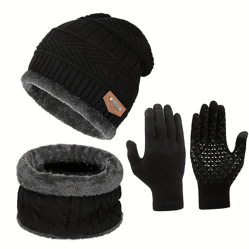 Winter Warm Beanie Hat & Scarf Gloves Set for Outdoor Activities