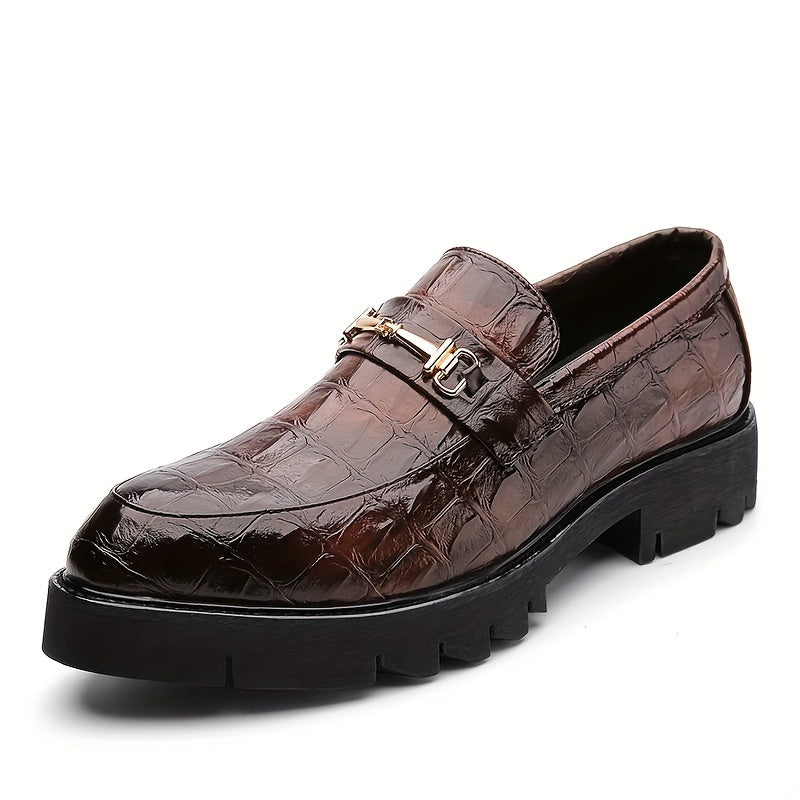 Men's Crocodile Embossed Pointed Toe Loafer Shoes