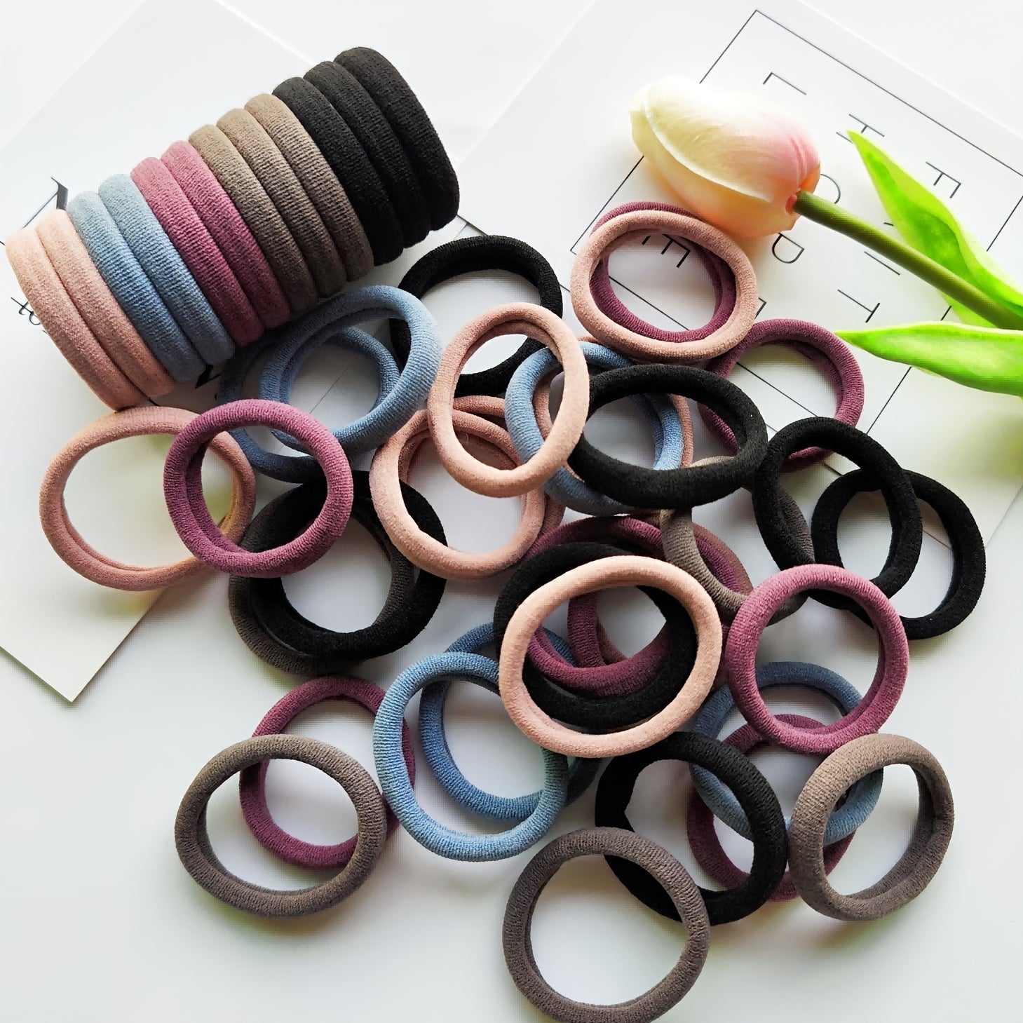 50pcs Elastic Hair Ties for Girls Seamless Stretchy Hair Band for Kids
