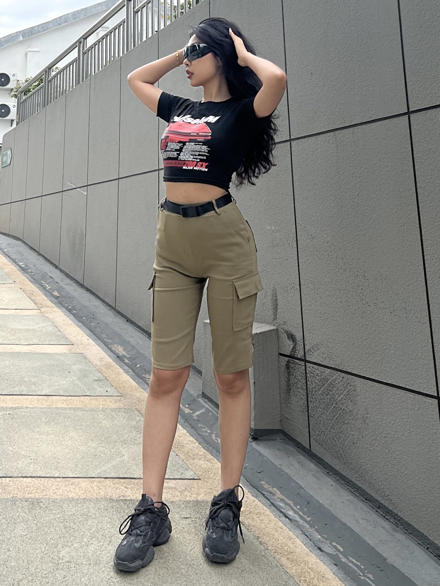 Y2K Flap Pockets Cargo Shorts for Women