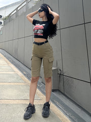Y2K Flap Pockets Cargo Shorts for Women