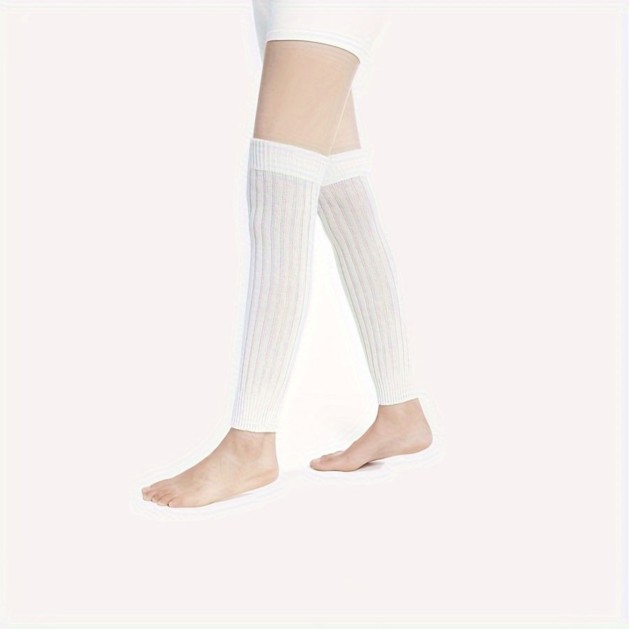 2 Pairs Solid Leg Warmers & Knee High Socks Women's Stockings
